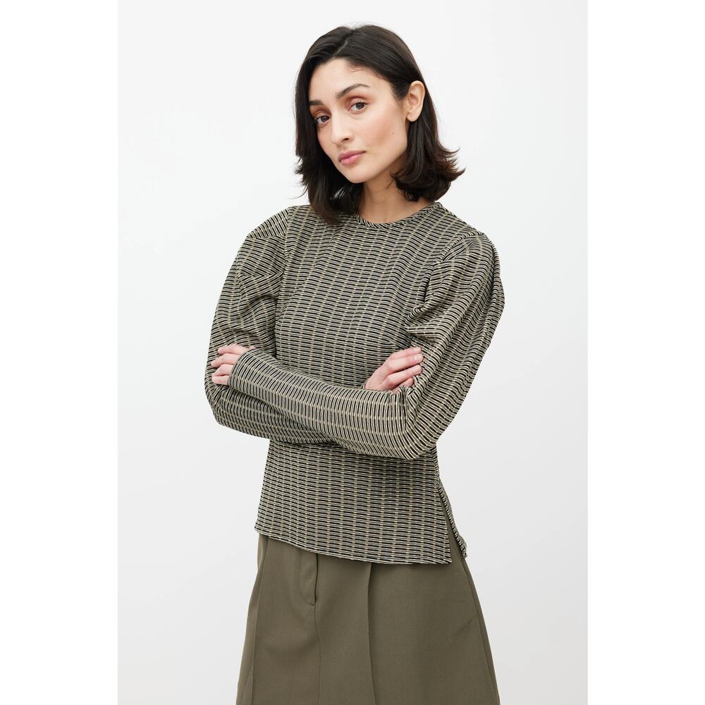 Beaufille Cursa Old Money Textured Knit Puff Sleeve Blouse Small Green Academia - Picture 2 of 12